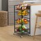 4-Tier Rolling Kitchen Storage Cart with 3 Pull-Out Baskets & Wood Top, Slim Metal Utility Cart with Lockable Wheels